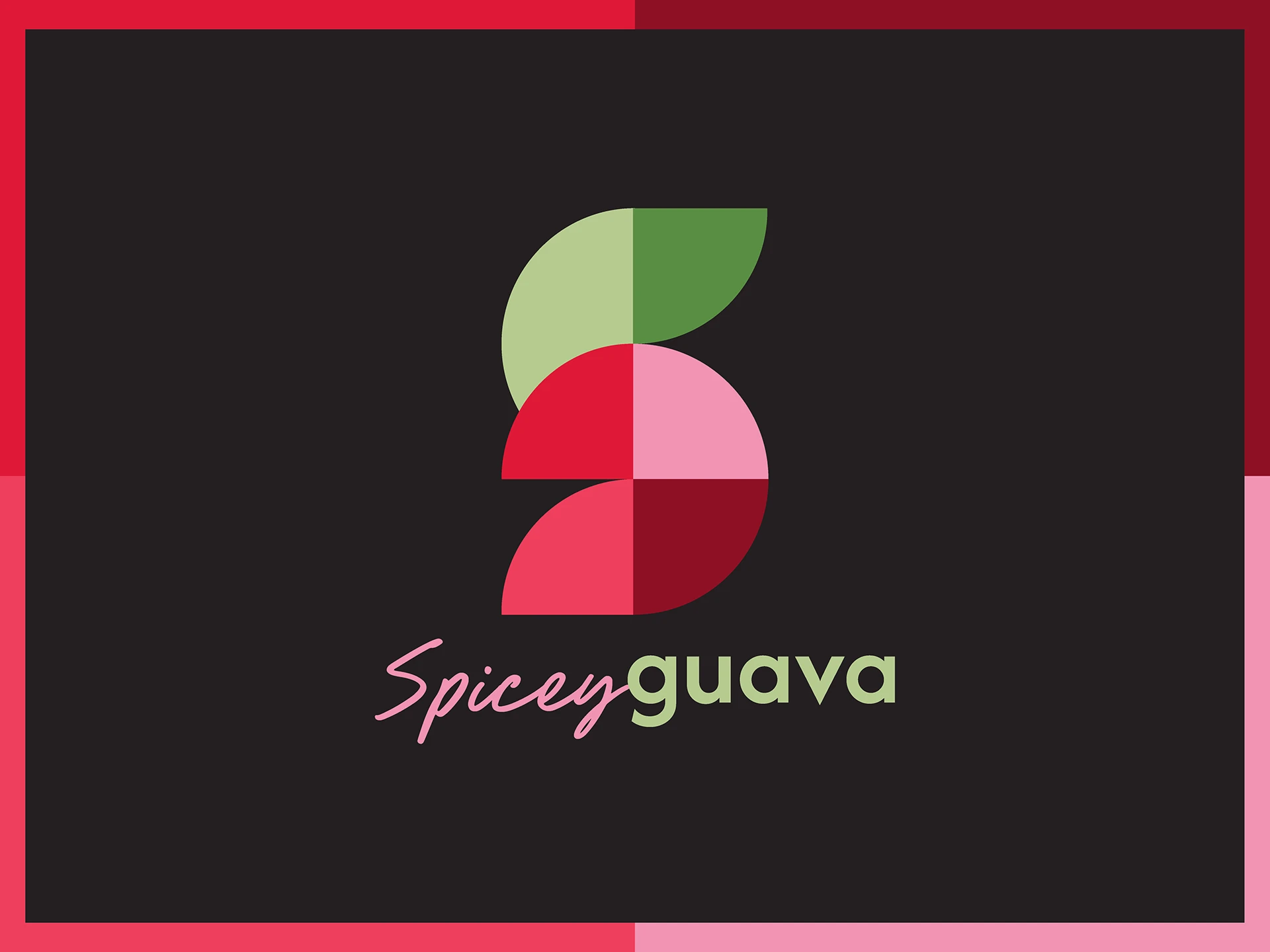 Spicey Guava logo mark and wordmark on a charcoal field